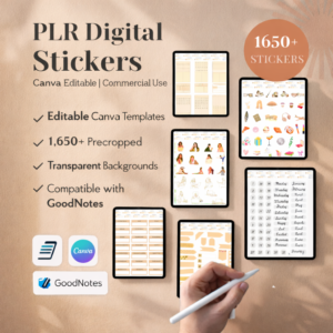 PLR Digital Stickers & Icons – Canva Editable, Commercial Use, “That Girl” Aesthetic