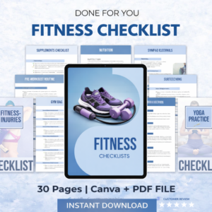Fitness Checklist & Coaching Journal (30 Pages) | Canva Editable | PLR Resell Rights
